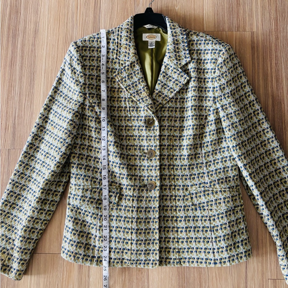 VTG Talbots Blazer Green Tweed Wool Blend Womens 10 Office Academia Preppy USA - Picture 6 of 11